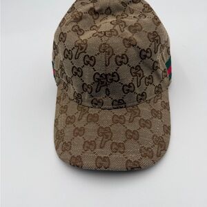 Palace x Gucci GG Monogram Canvas Baseball Cap Brown